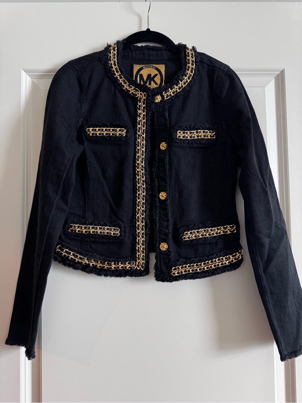 Michael Kors Black Jacket With Gold Chain Trim